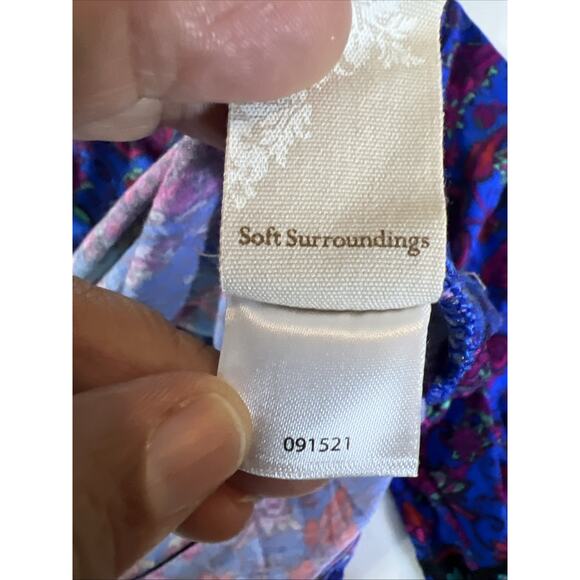 Soft Surroundings Womens 2x BoHo Top Tamuri Tunic Blue Floral Beaded Blouse XXL - Picture 13 of 14